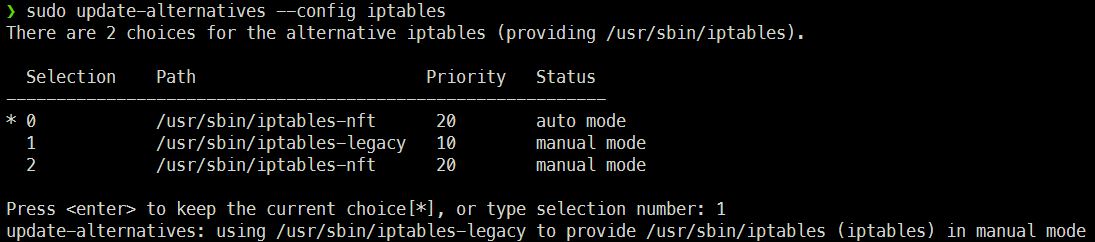 Selecting iptables